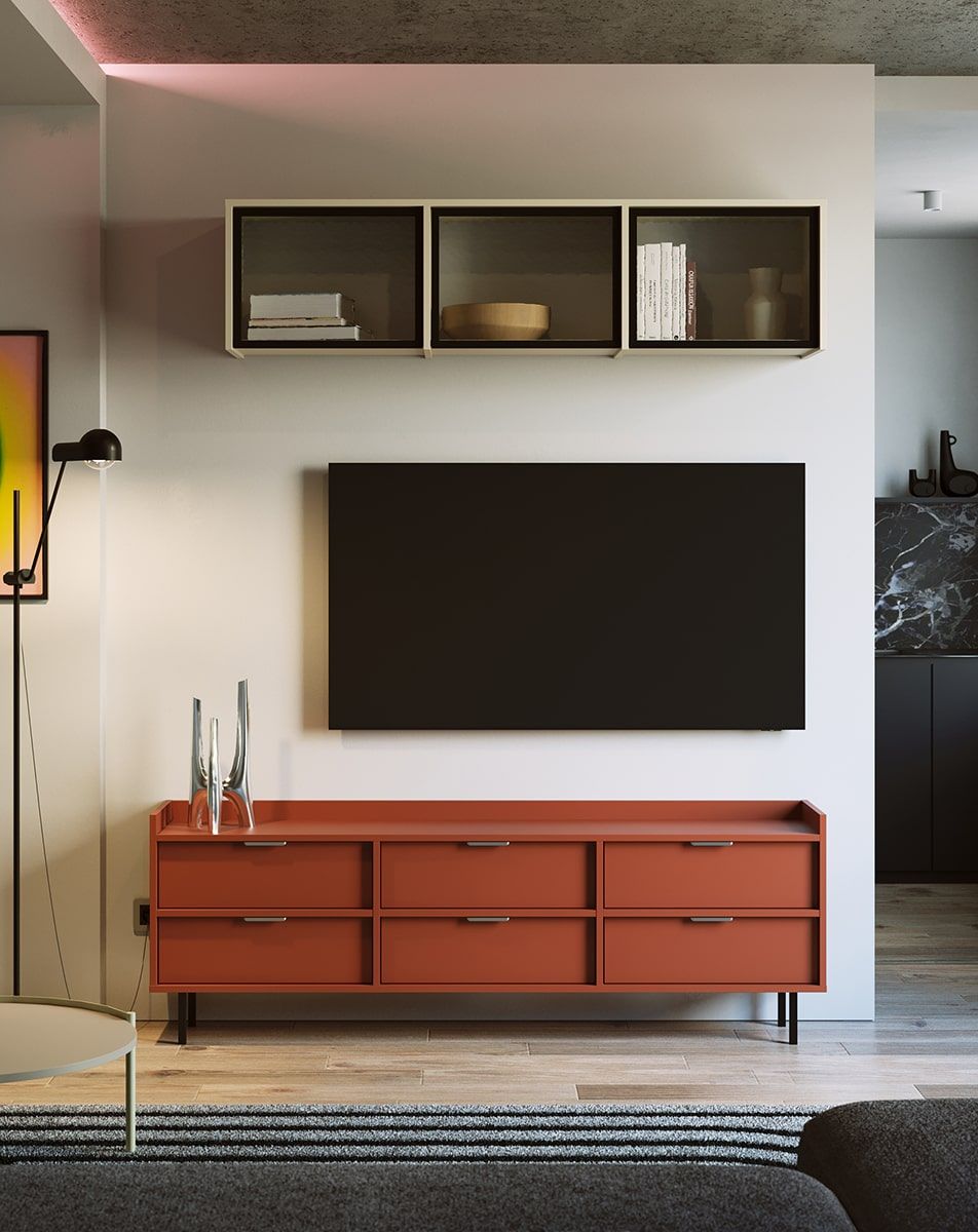 Dulap RTV SIGI STV6S
Culoare: Fiery Terracotta
Picior: Negru
Mâner: LING Silver