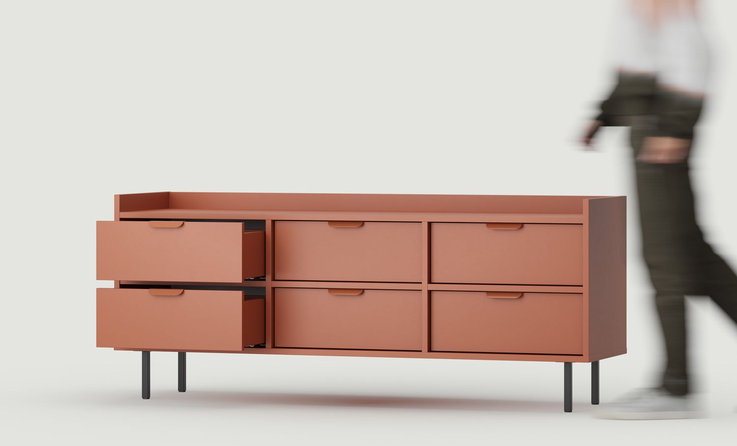 Dulap RTV SIGI STV6S
Culoare: Fiery Terracotta
Picior: Negru
Mâner: LAYERS 110 Fire Terracotta