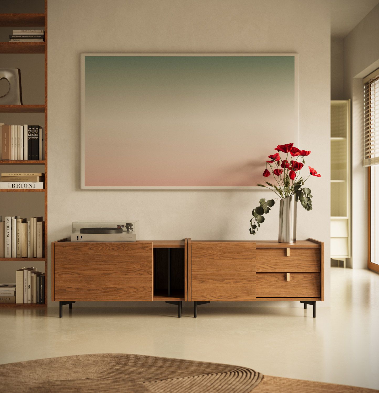 Dulap RTV SKRA SKR01 și SKR02
Culoare: Stejar rustic
Picior: Negru
Mâner: Oak Wedge