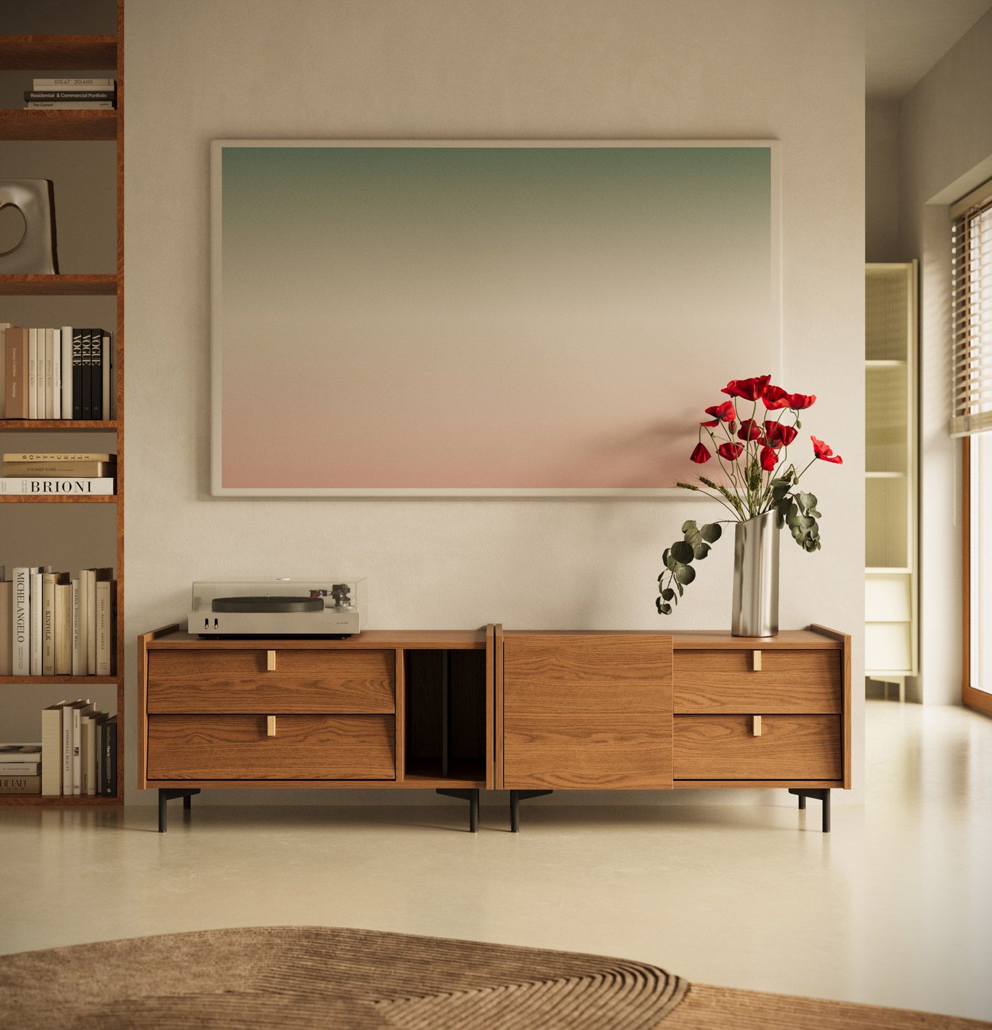 Dulap RTV SKRA SKR02 și SKR03
Culoare: Stejar rustic
Picior: Negru
Mâner: Oak Wedge