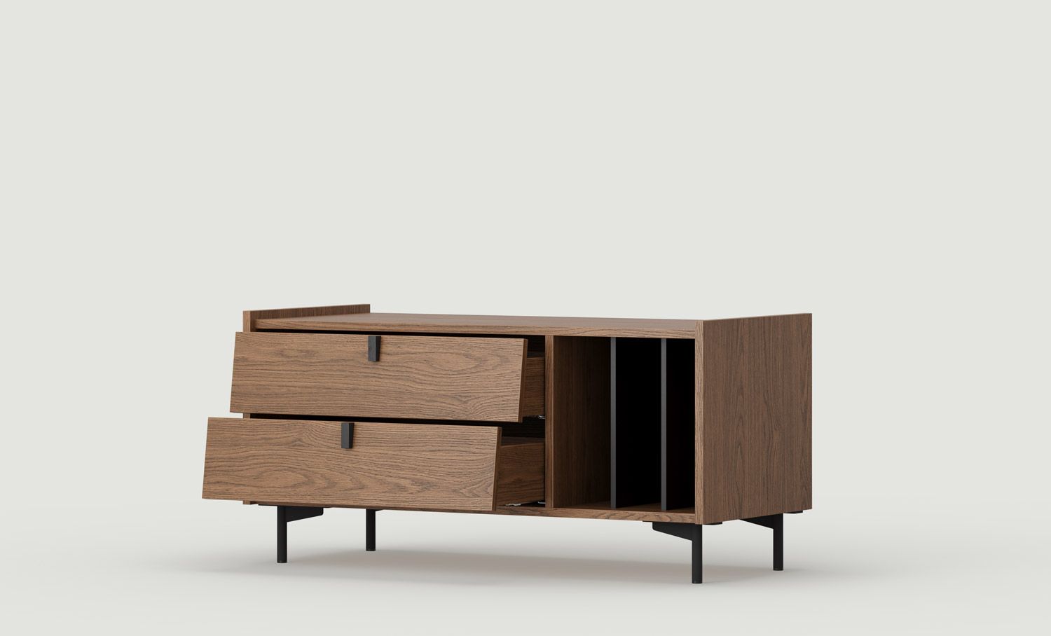Dulap RTV SKRA SKR02
Culoare: Stejar rustic
Picior: Negru
Mâner: Wedge Black
