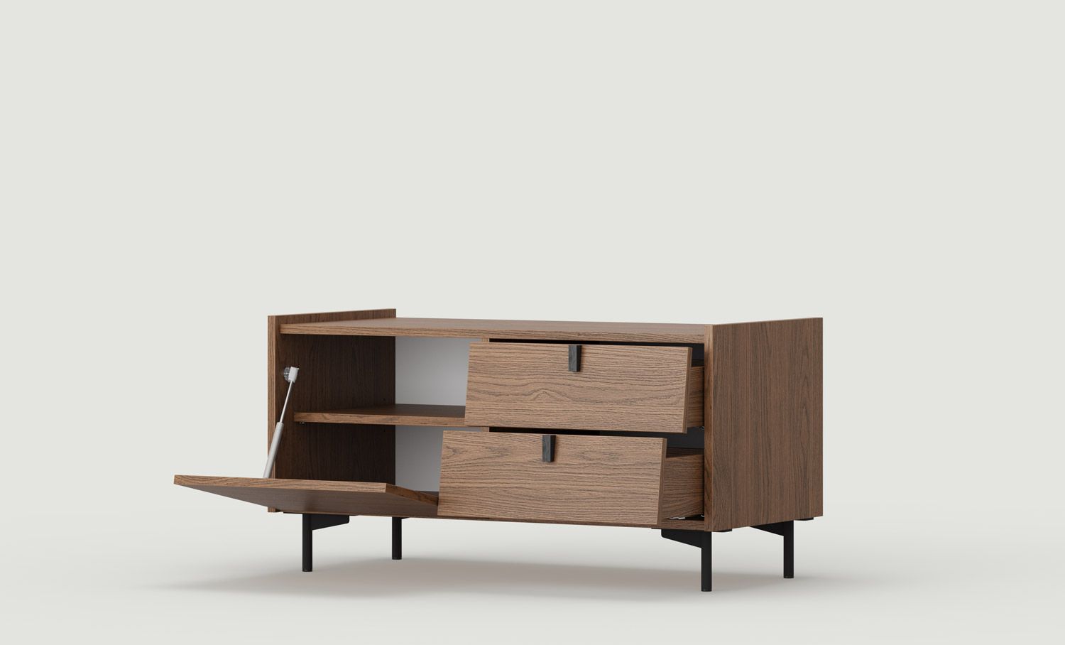 Dulap RTV SKRA SKR03
Culoare: Stejar rustic
Picior: Negru
Mâner: Wedge Black
                            
