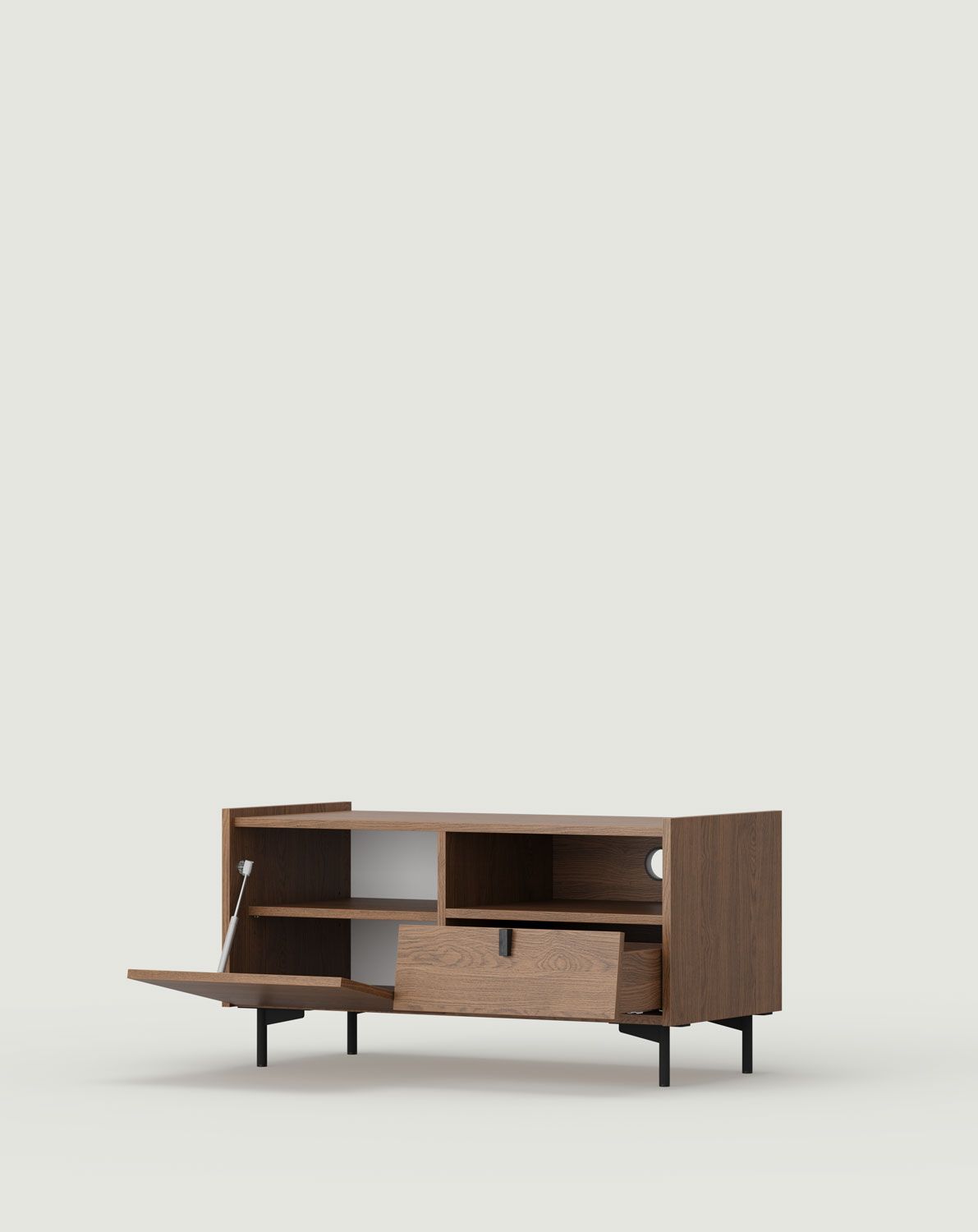 Dulap RTV SKRA SKR04
Culoare: Stejar rustic
Mâner: Wedge Black
Picioare: Negru SKRA