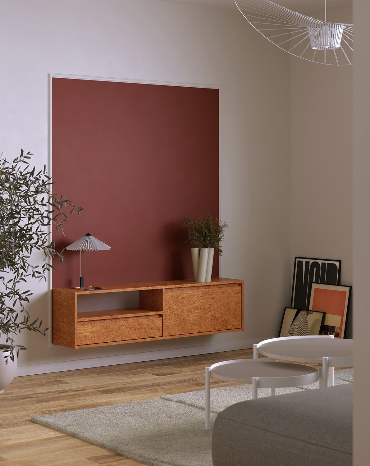 Dulap RTV montat pe perete UBBE WTV1
Culoare: Walnut Walnut Chequered Veneer Alpi
                            