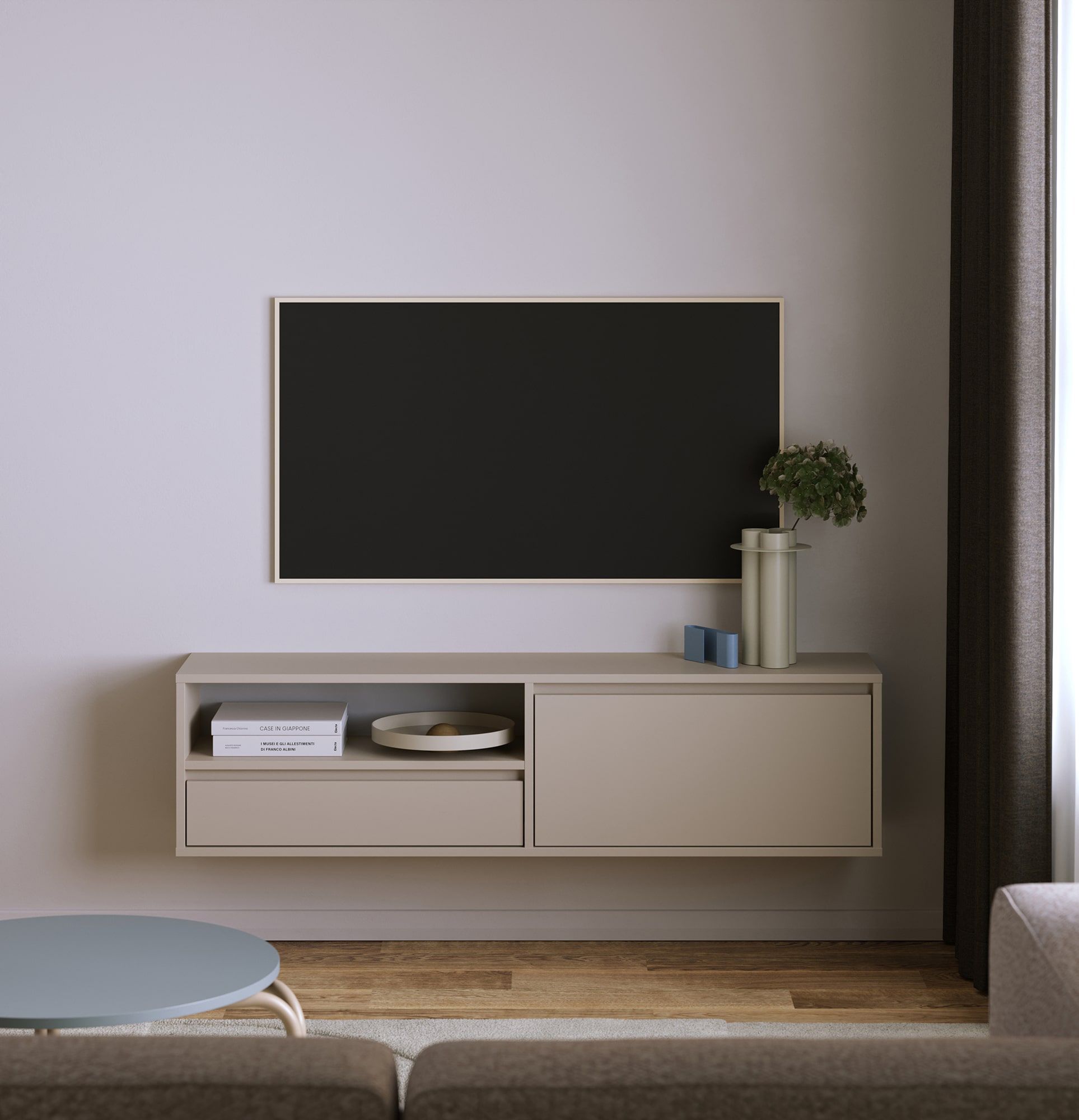 Dulap RTV montat pe perete UBBE WTV1
Culoare: Champagne Beige
                            