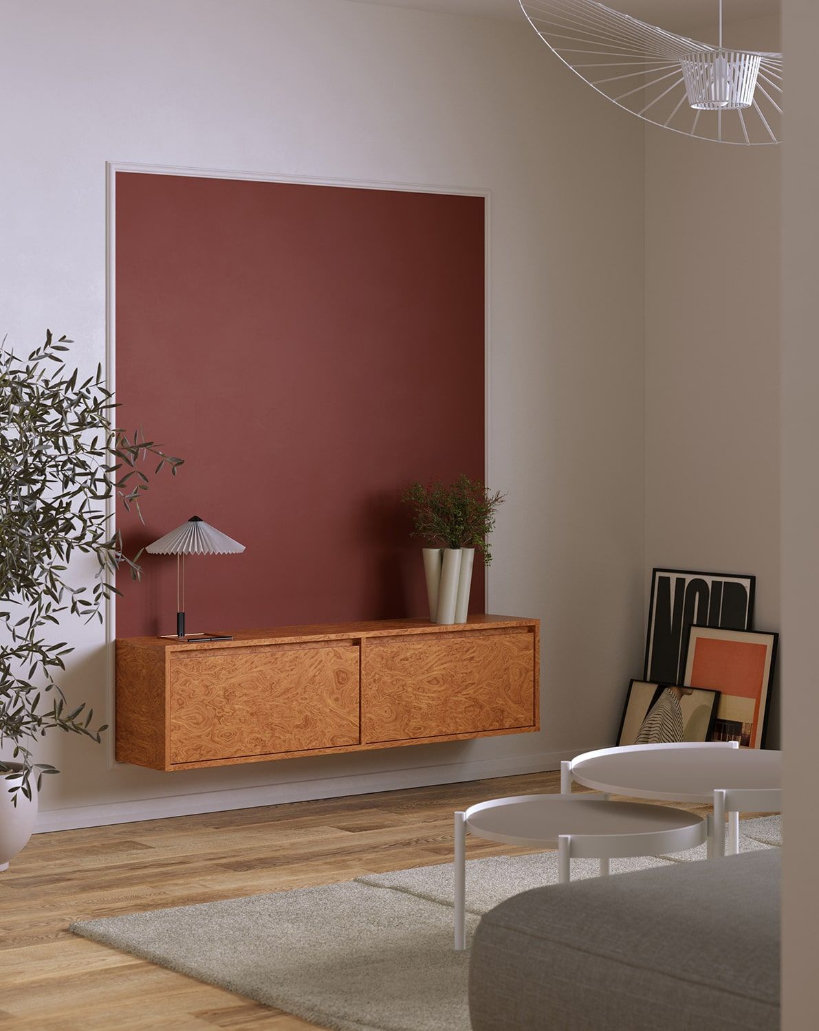 Dulap RTV montat pe perete UBBE WTV1K
Culoare: Walnut Walnut Chequered Veneer Alpi