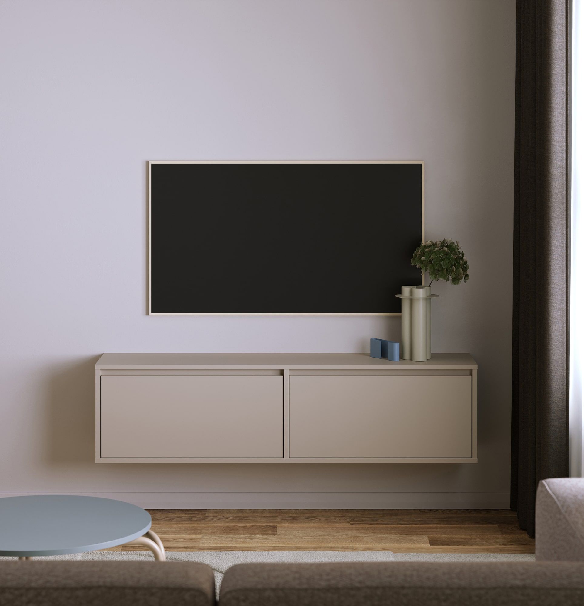 Dulap RTV montat pe perete UBBE WTV1K
Culoare: Champagne Beige