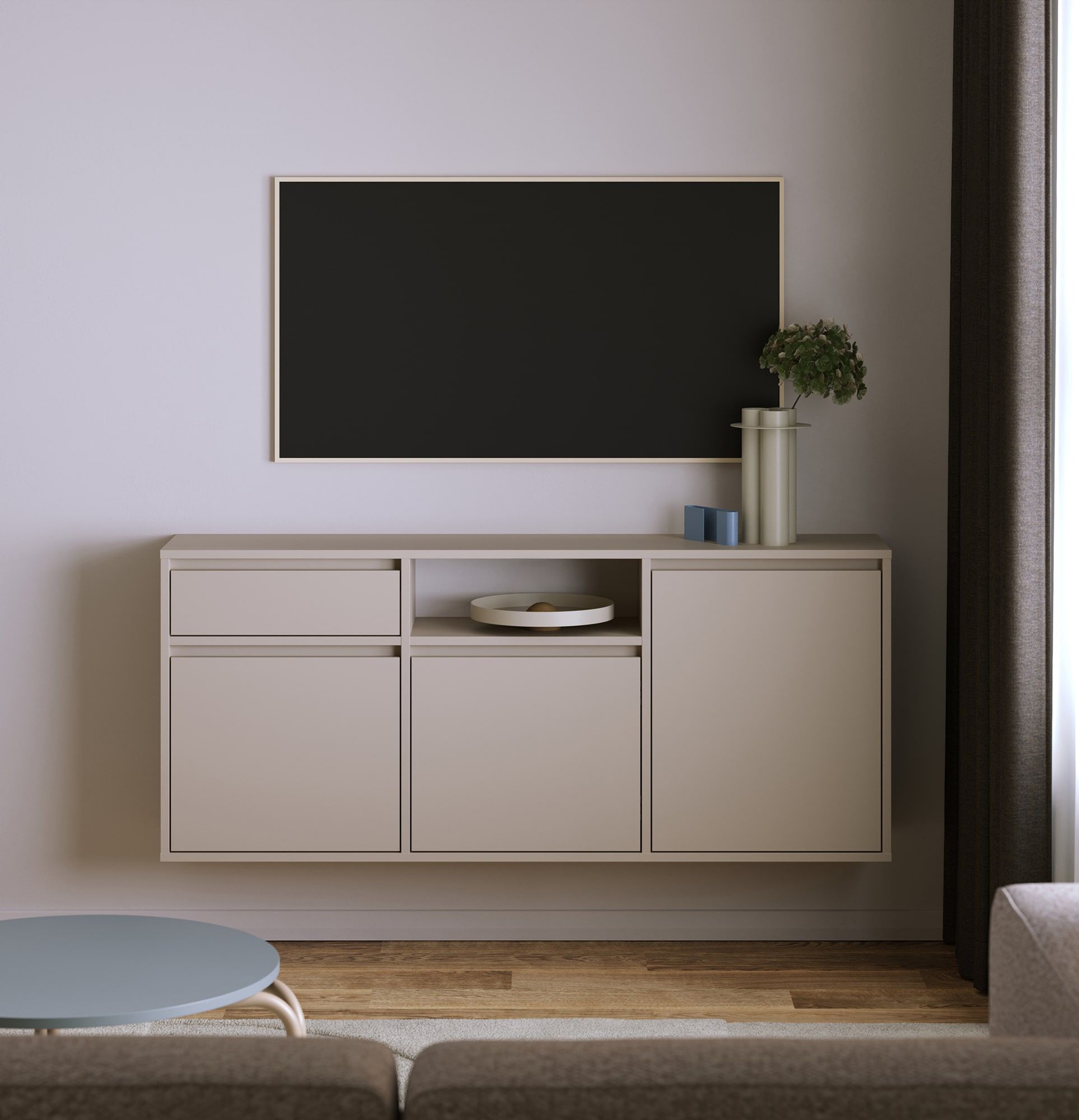 Dulap RTV montat pe perete UBBE WTV3S
Culoare: Champagne Beige
                            