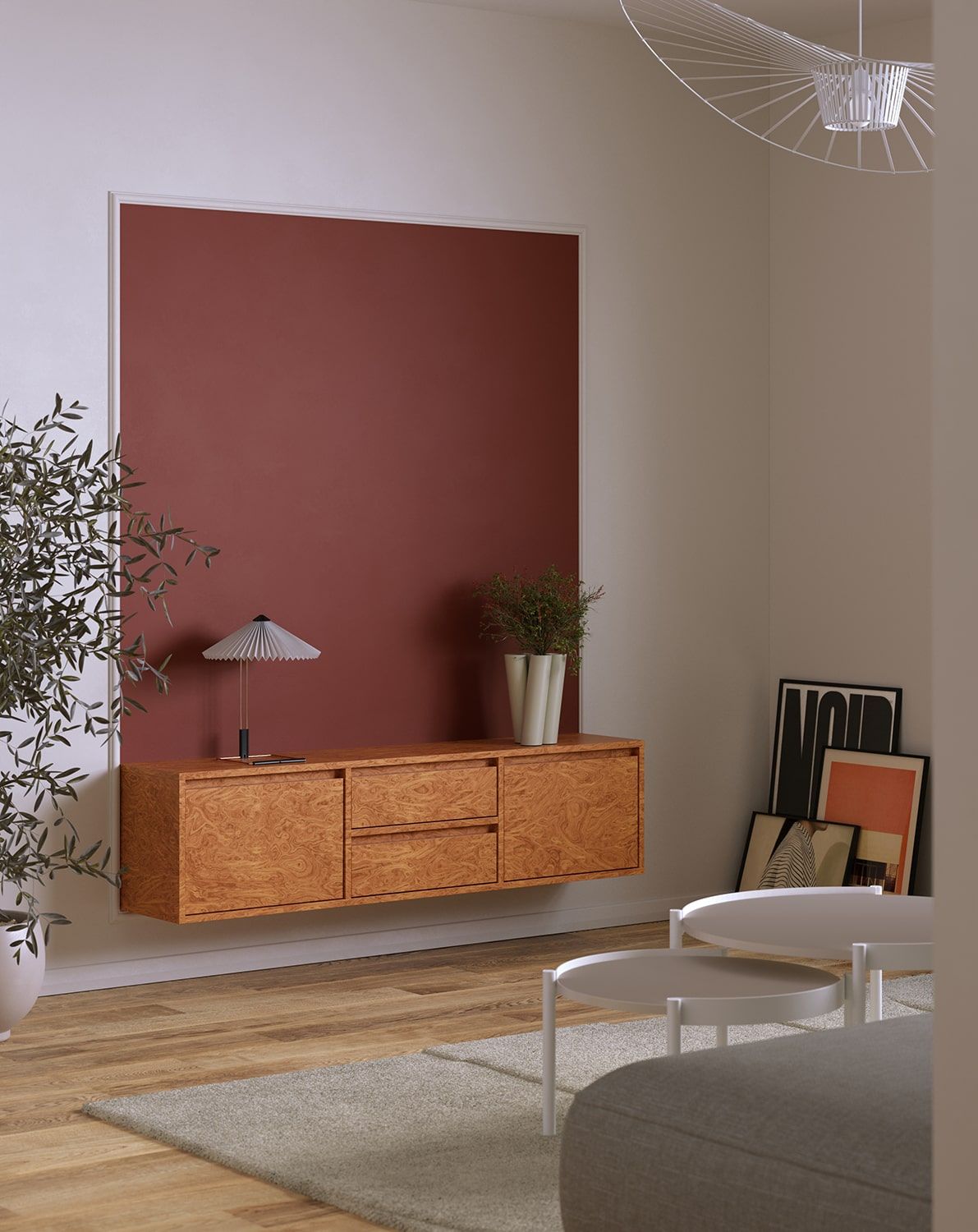 Dulap RTV montat pe perete UBBE WTV4S
Culoare: Walnut Walnut Chequered Veneer Alpi