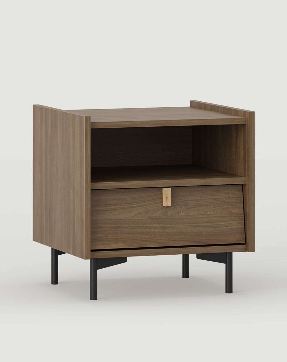 Dulap de noptieră SKRA SKR21
Culoare: nuc închis
Picior: Negru
Mâner: Oak Wedge
 