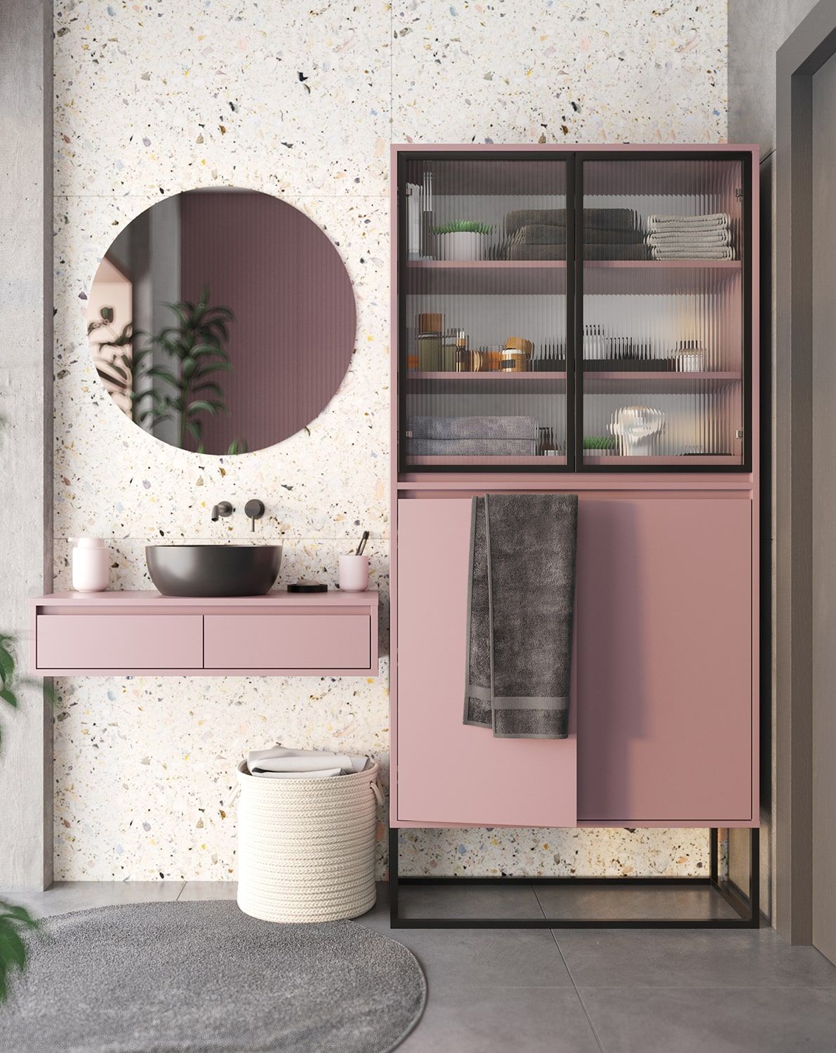 Dulap ODIS WO1
Culoare: Antique Rose
Culoarea piciorului: Oțel ODIS Negru
Tip de sticlă: Sticlă ornamentală canelată